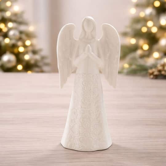 Melrose 9.75" White Praying Angel Ceramic Figurine